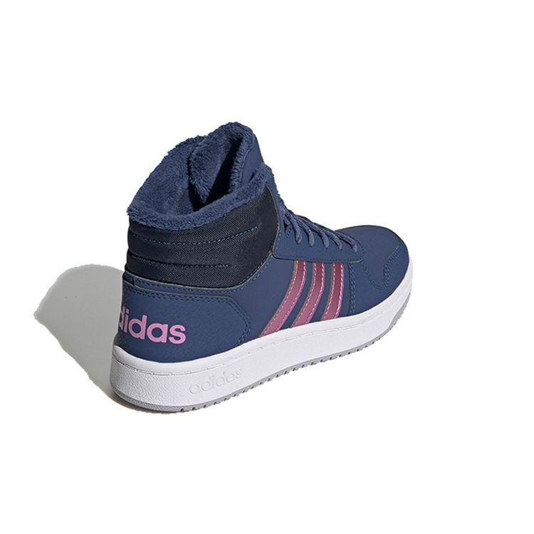 Adidas Neo Hoops 2.0 Breathable Mid-Top Kids Basketball Shoes Deep Blue Purple Kids Sneakers FW4277