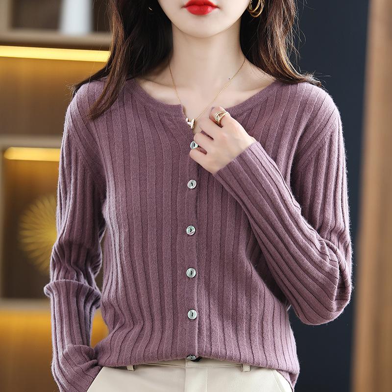 

Свитер с круглым вырезом для женщин на весну и осень, новый модный и универсальный стиль, однотонный кардиган, куртка, топ XL