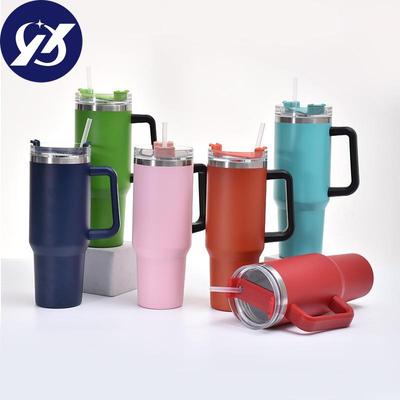 304 Stainless Steel 400ml Car Cup Portable Large Capacity Handle with Straw Ice Cream Cup