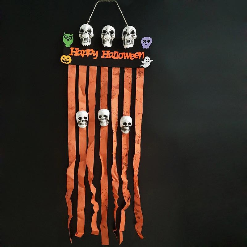 

Halloween Skull Door Curtain Decoration Festive Hangings Atmosphere Celebrations оранжевый