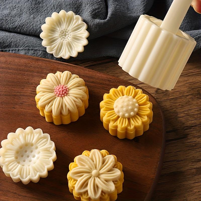 1set Plastic Hand-pressed Mung Bean Cake Baking Mold, Mid-Autumn Festival Pastry Mold, Chinese Wind Moon Cake DIY Baking Tool