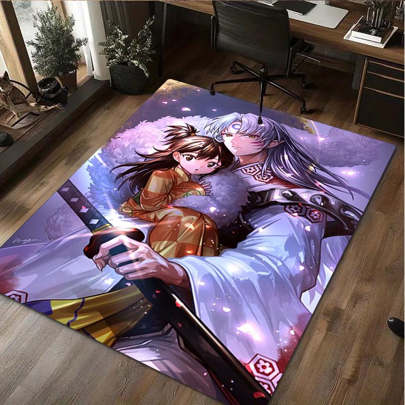 1Pc Inuyasha Print Rug - Home Decoration Carpet For Living Room Bedroom Flooring Computer Chair Area Rug