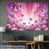 Whimsical Butterfly Backdrop, Dreamy Pink and Purple Scene with Butterflies, Flowers and Sparkles, Magical and Enchanting Party Wall Art