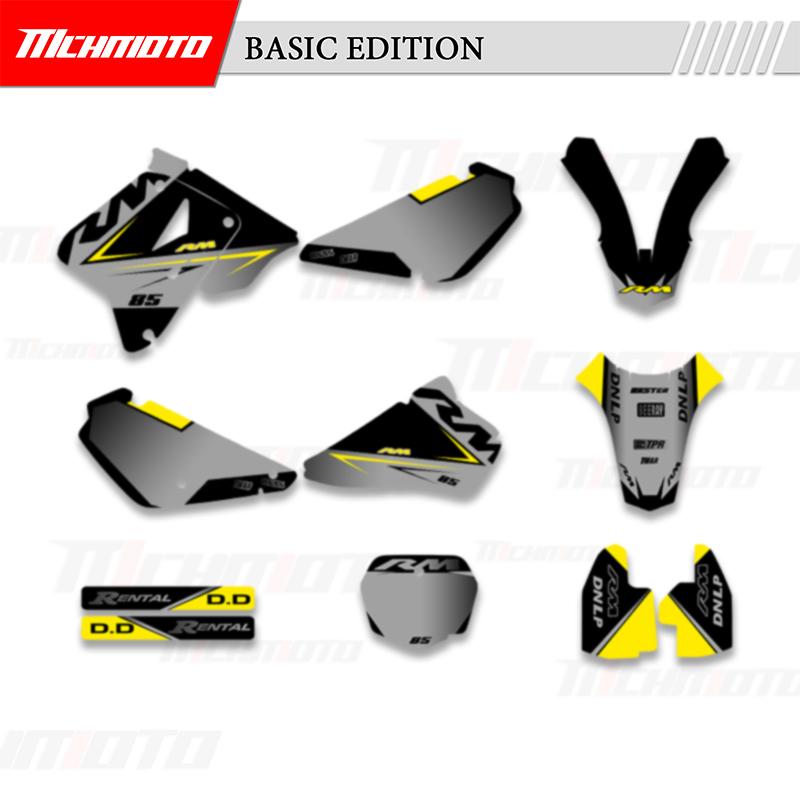 MCHMFG Full Set Graphics Backgrounds Decals Stickers Kits For SUZUKI RMZ85 RM 85 2001-2018 Number Name