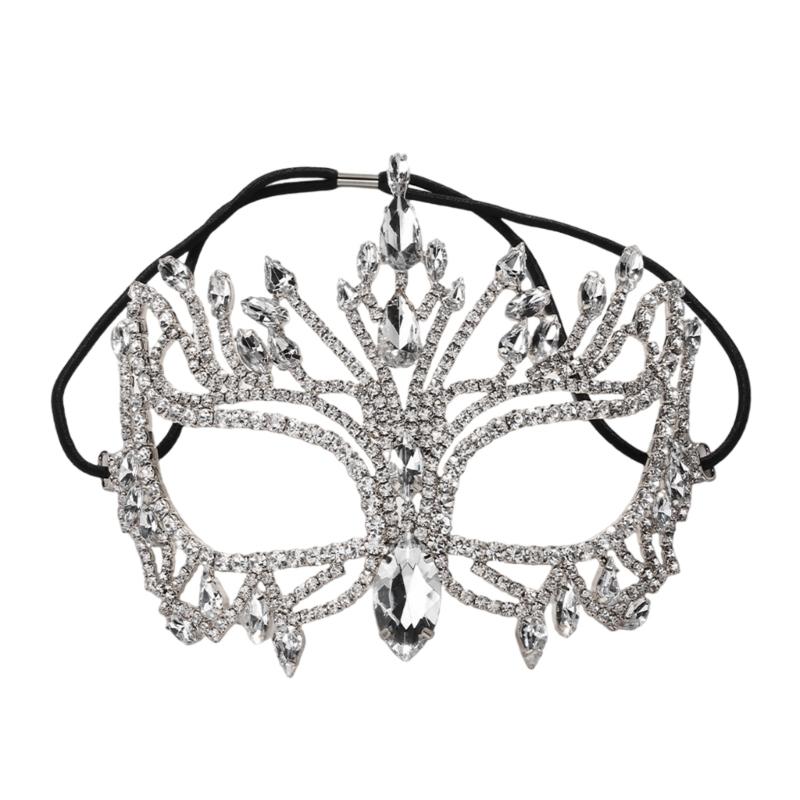 Rhinestones Masquerade Mask Half Face Mask Halloween Costume Accessories for Men Women Masquerade Halloween Cosplay