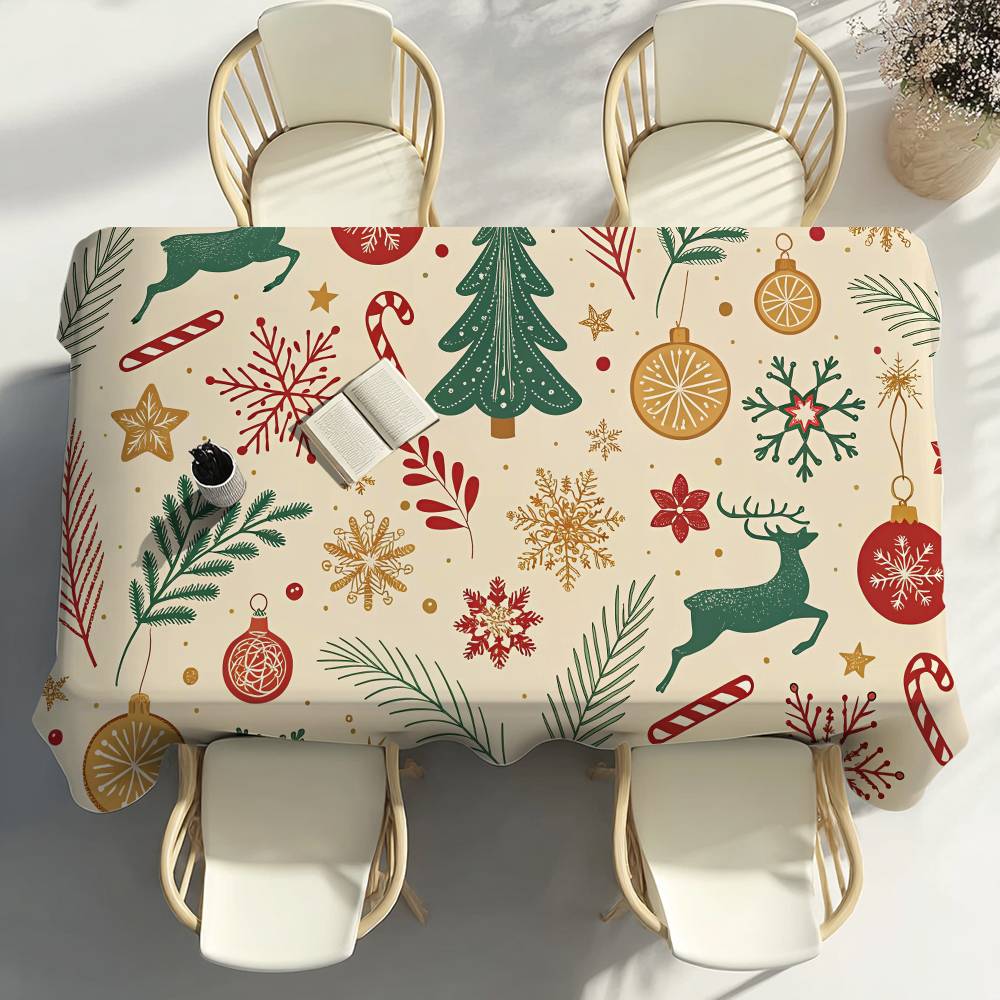 Christmas Pattern Design Table Cloth Party Decor Dining Room Home Kitchen Patios Waterproof Stain-Proof Table Cloth