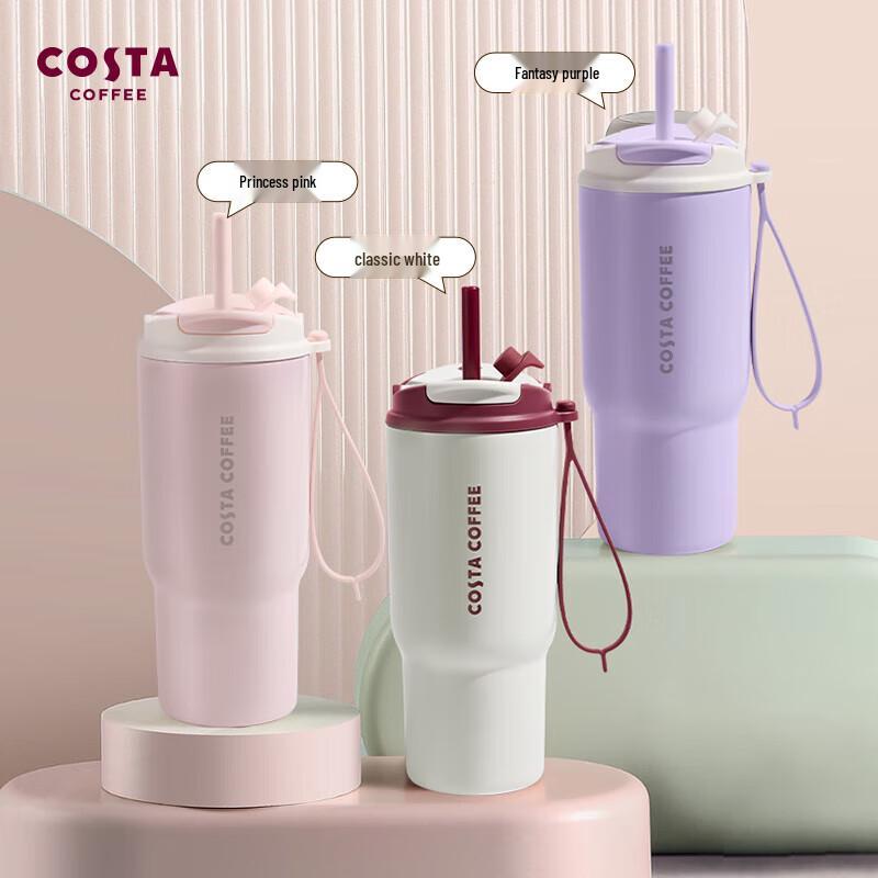 COSTA 620ml Stainless Steel Insulated Travel Mug with Straw