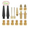 15pcs Copper Bicycle Valve Adapter Set Bike Tire Pump Adapter Kit Inflator Pump Accessory Valve Adapter SV AV DV Bicycle Valve