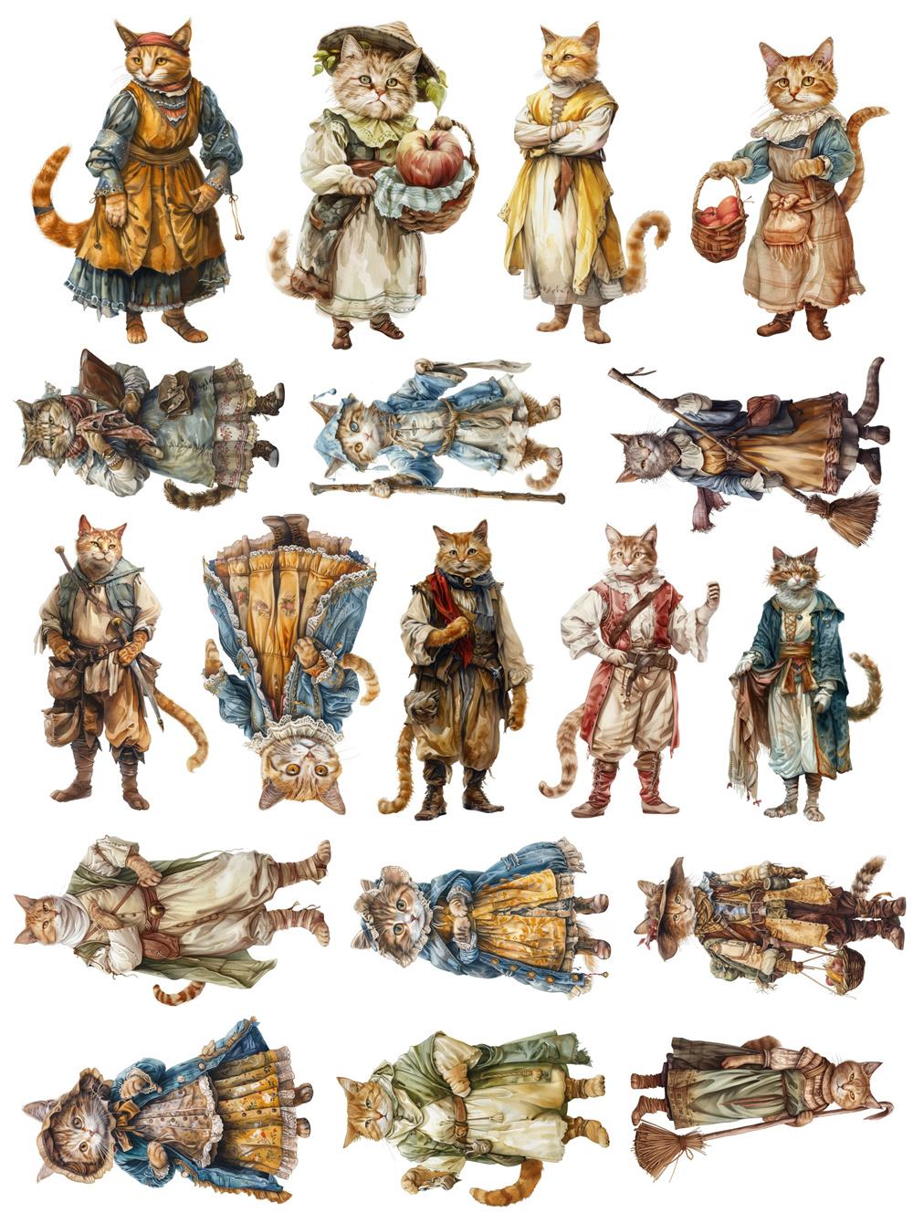 

18pcs Watercolor Vintage cute classical cat Stickers Scrapbooking /Decorative/DIY Craft Photo Album Journal Album Diary Label білий