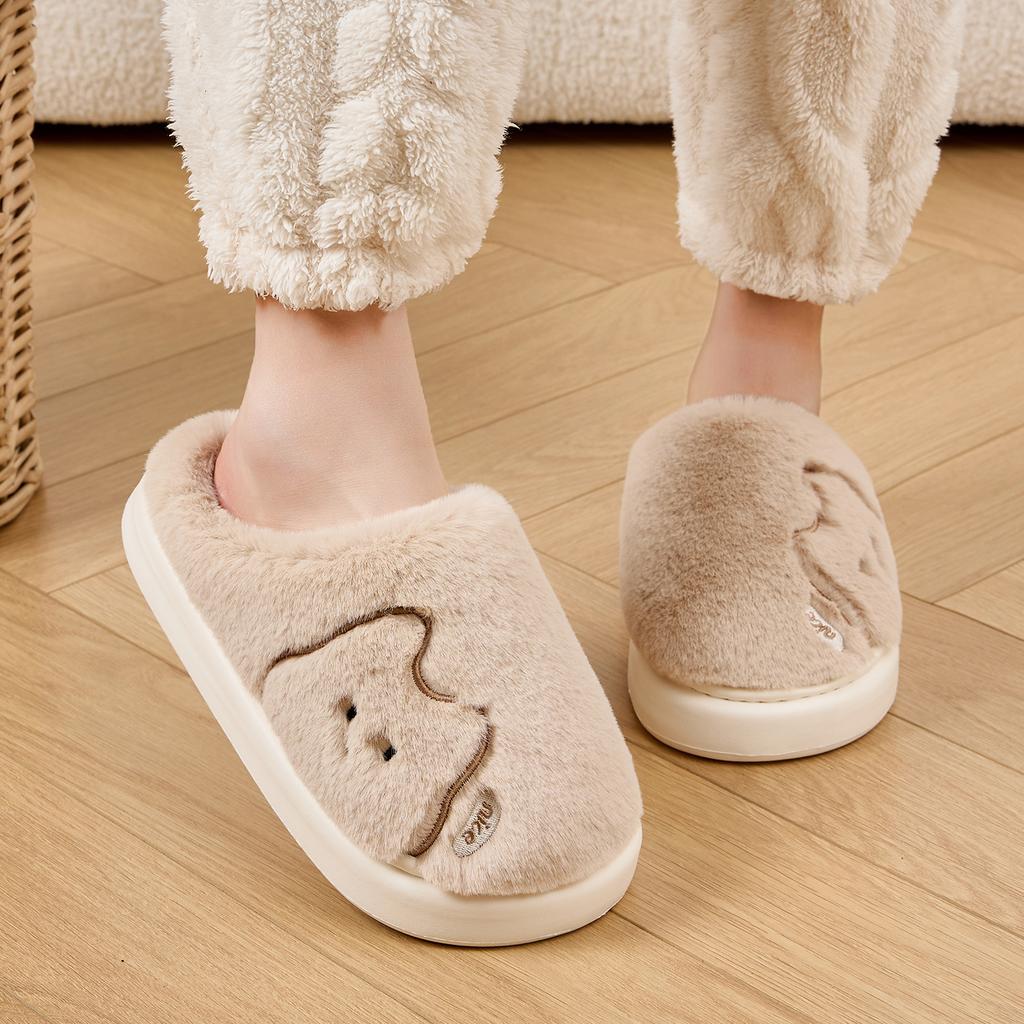 Cartoon Women Home Slippers Plush Warm Thick Bottom Slides Cute Soft Non-slip Slippers Indoor Outdoor Men Casual Slippers