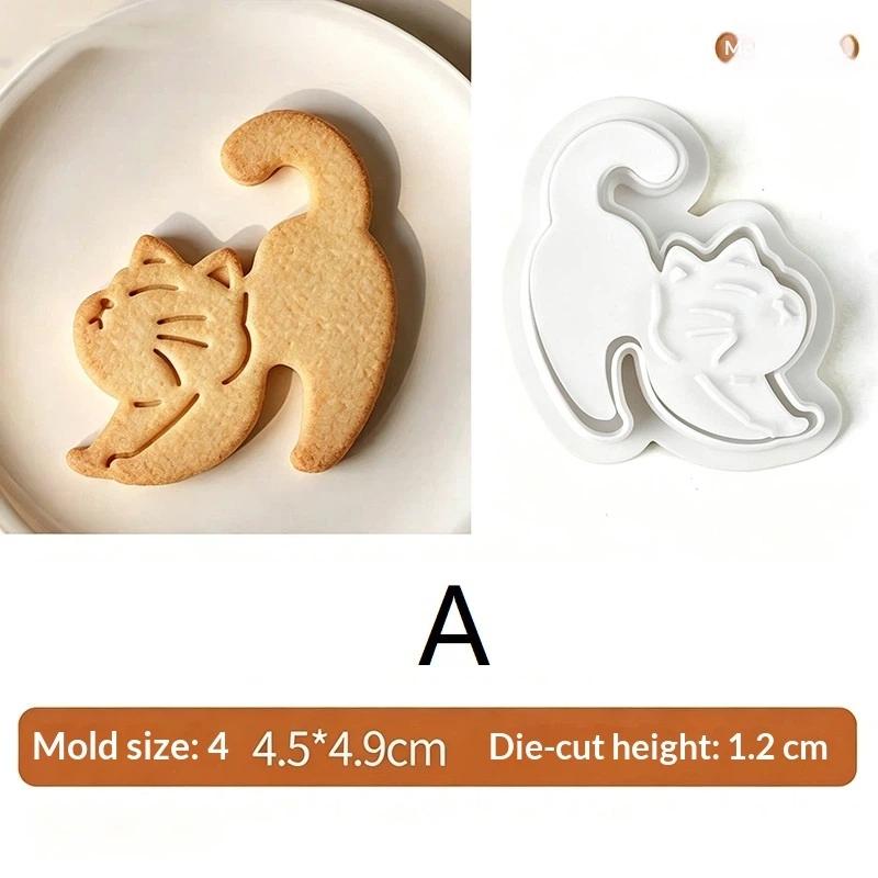 1/5 Stück Hängende Tasse Katzenkeksform Cartoon-Tier 3D-Keksausstecher Fondant-Backform