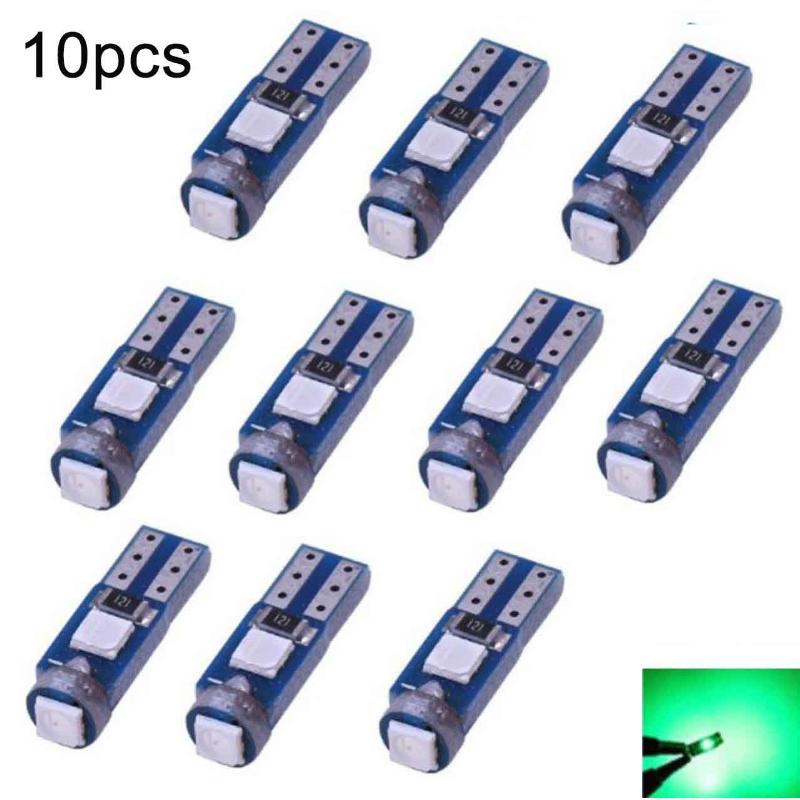 

10Pcs T5 3030 3Smd Led Bulb Car Interior Light High Bright Dashboard Warming Indicator Wedge Auto Instrument Lamps зелений