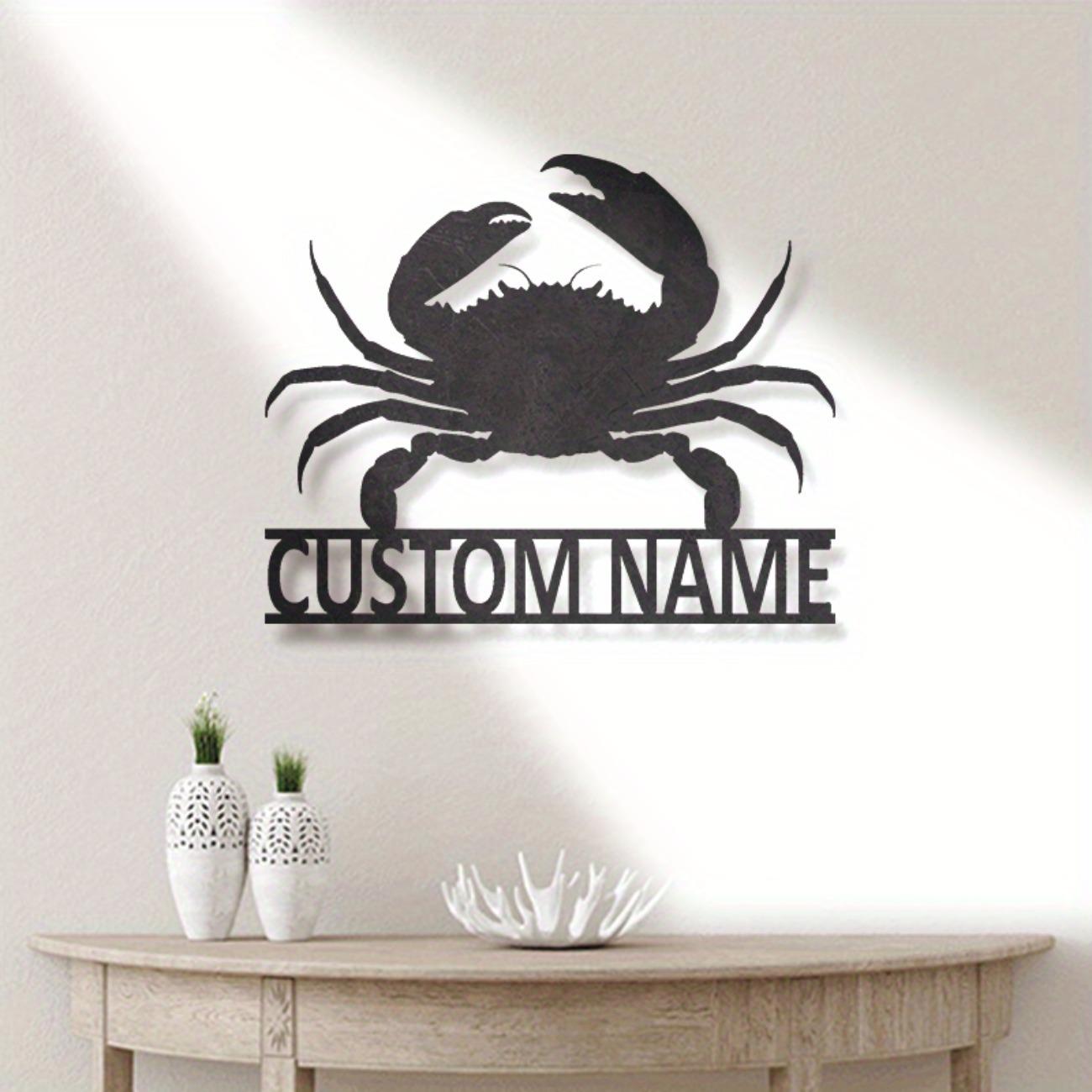 

Customized Crab Metal Wall Decor Laser Engraved Sign Rustproof Home Gift S чёрный