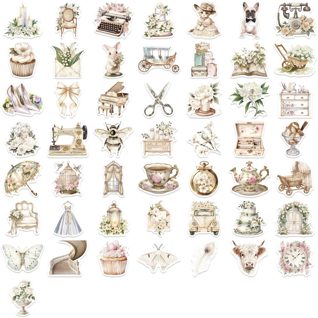 50 Cartoon White Renaissance Graffiti Stickers Decorative Guitar Notebook Suitcase DIY