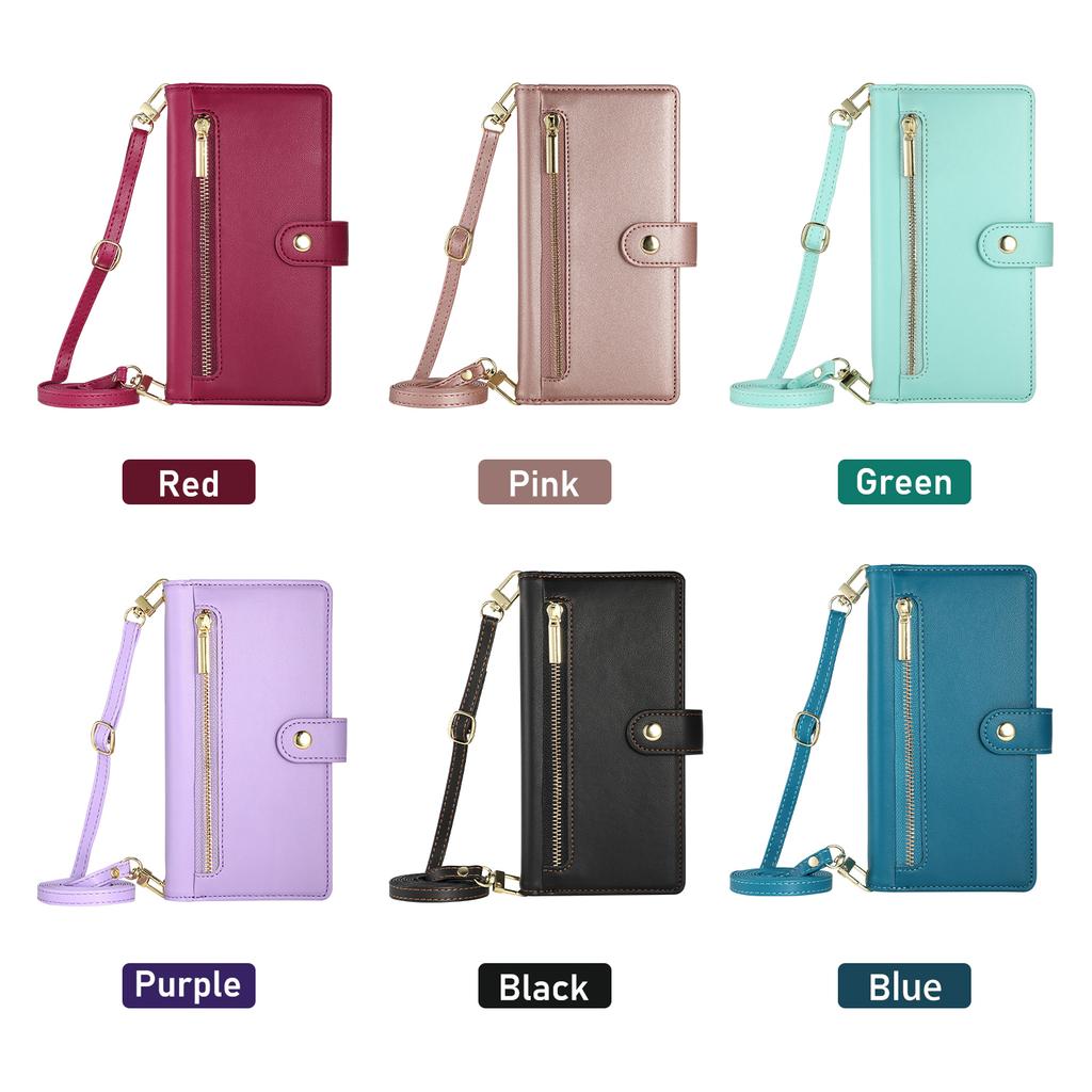Crossbody Cards Solt Wallet Zipper Bag Leather Case For Samsung Galaxy S24 Ultra S23 Plus S22 A55 A35 A25 A15 A54 A24 Flip Cover