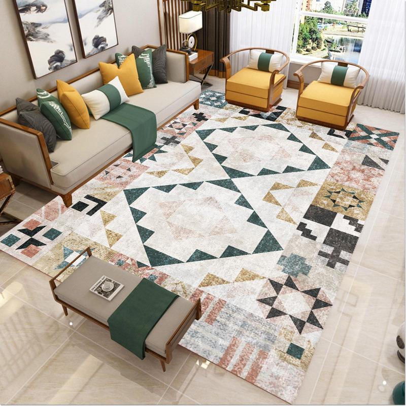 Divano da soggiorno retrò americano, tavolino da caffè, tappeto in stile etnico, balcone, cucina, veranda, tappeto di lusso leggero per ufficio, tappeto antiscivolo