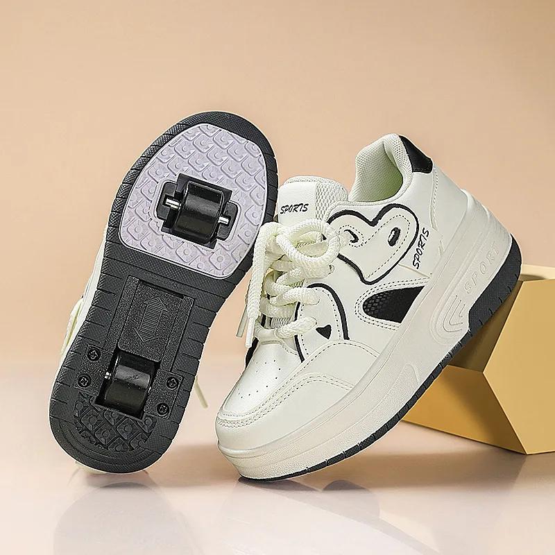 

НОВЫЕ 2-колесные гоночные роликовые коньки для мальчиков и девочек, светодиодные роликовые коньки, детские коньки для катания на льду, кроссовки с колесами, подарок 31