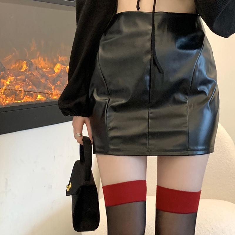 Red Stockings Ins Sexy Red Stitching Thigh Socks Thin Section Color Matching Black Silk Long Tube Over The Knee Socks