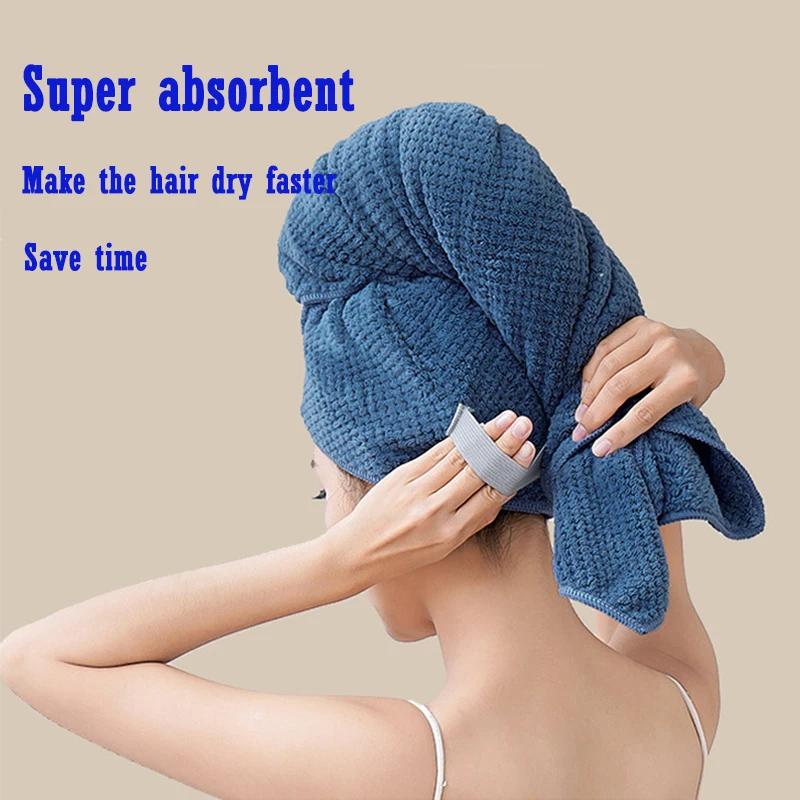 1PCS Microfiber Hair Towel Extra Large Wrap Quick Dry Hair Towel Wrap With Elastic Band Ultra Absorbent Soft Hair Towel Turban