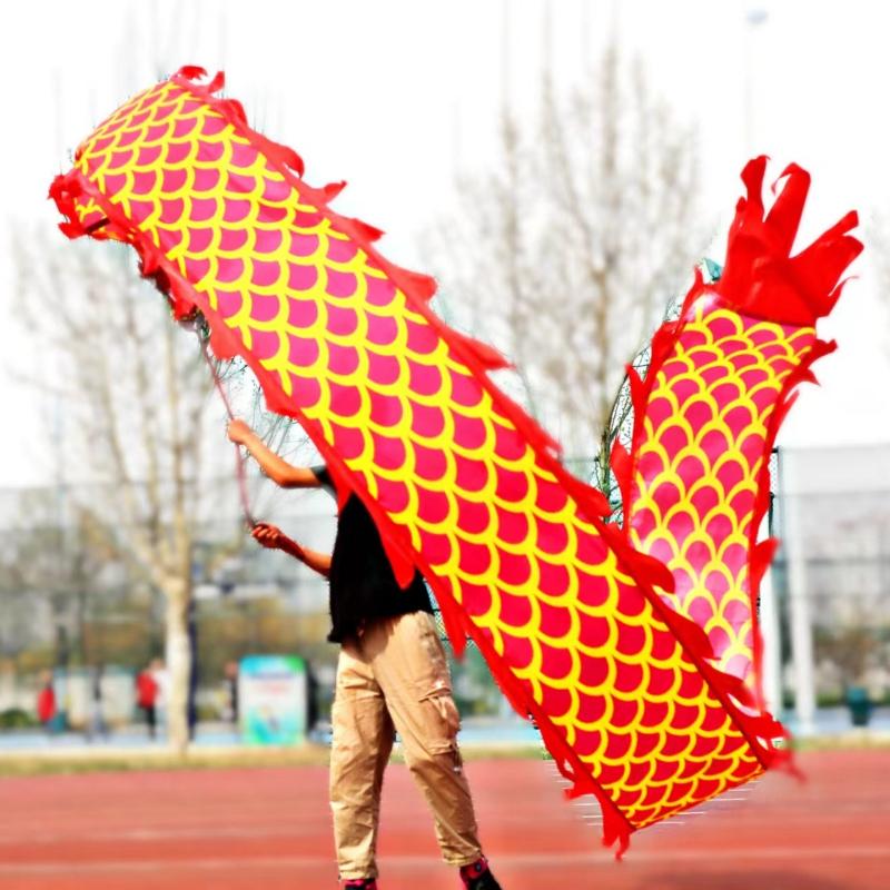 Dragon Dance Ribbon with Head Chinese New Year Gift Festival Performance Props Outdoor Fitness Wu Long Products