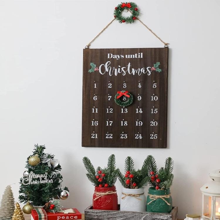 Kids Participatory Christmas Clock Calendar Sustainable Wood Wall Suspended Easy Arrange Plan