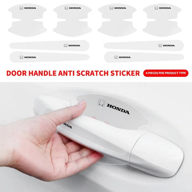 8Pcs Transparent Car Door Handle Bowl Decoration Badge Sticker For Honda Civic Fit Jazz Accord Pilot CRV Odyssey Passport City VF7