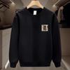 Men's American Print Fleece-Lined Sweatshirt - Loose Fit, Thick, Casual Crew Neck, Trendy Long Sleeve Top