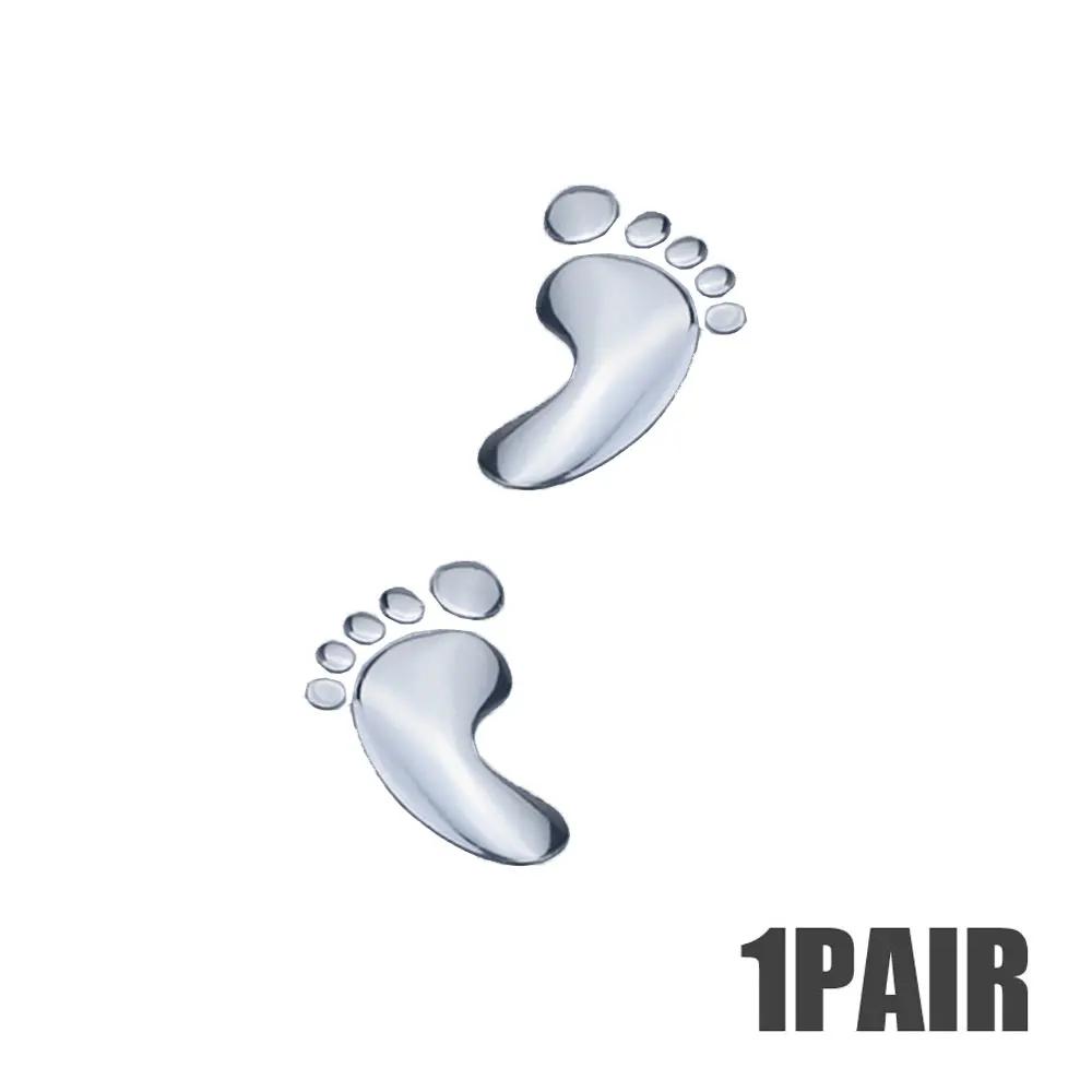 

1 пара ПВХ милый отпечаток ноги 3D смешные наклейки для автомобиля декоративная наклейка хромированный значок эмблема универсальные аксессуары для внешнего стайлинга автомобиля серебряный