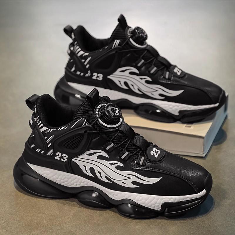Rotating button winter new shock-absorbing running sneakers soft-soled casual dad trendy shoes