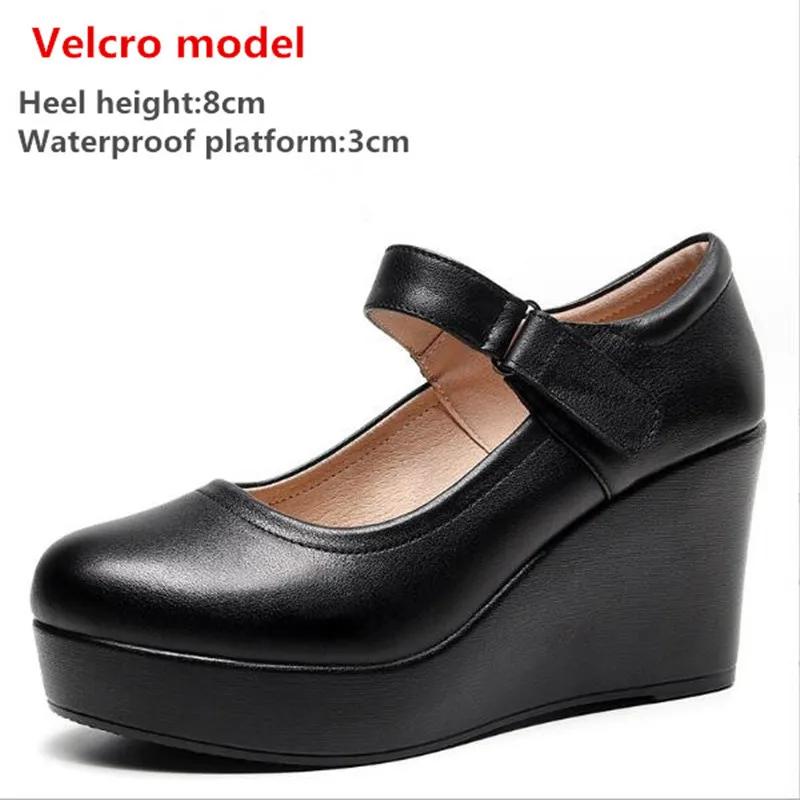 Women Wedges Shoes Woman Increasing Height Shoes Buckle Strap High Heel Shoes Ladies Waterproof Platform Leather Shoes 33-43