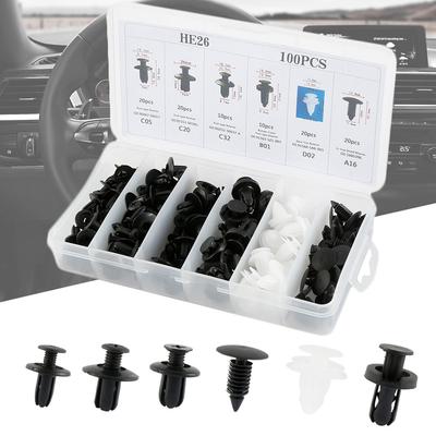 100PCS/Set Car Retainer Clips Set Universal Reusable Plastic Door Panel Fasteners Kit Multiple Sizes Car Clips Set Car Repairing