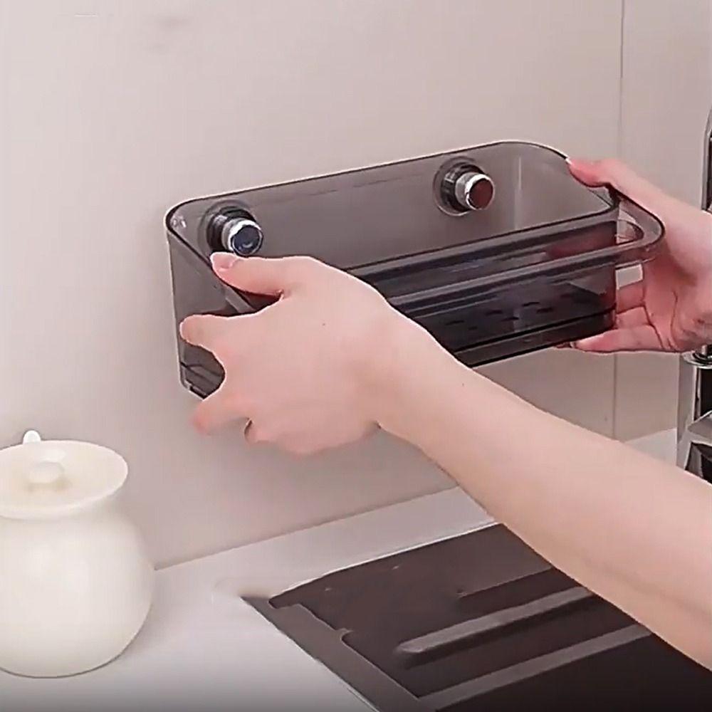 Punch Free Kitchen Sink Drain Rack Wall Mounted Kitchen Organization Kitchen