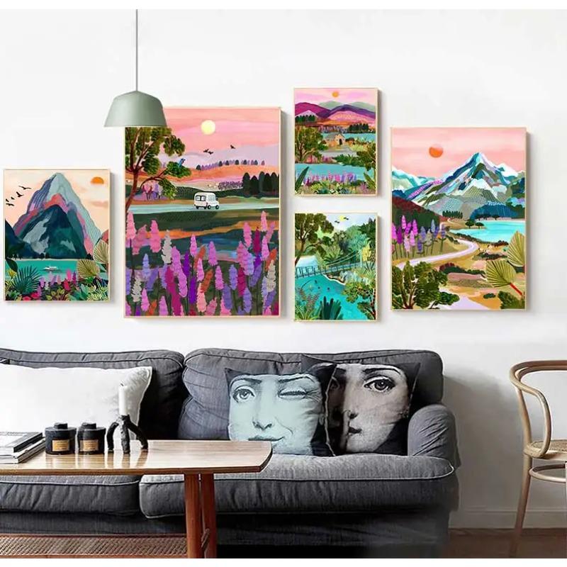 Landschaftsposter Neuseeland NZ Blue Pools Lake Tekapo Reisedrucke Berg Leinwandmalerei Wandkunst Bilder Heimbar Dekor