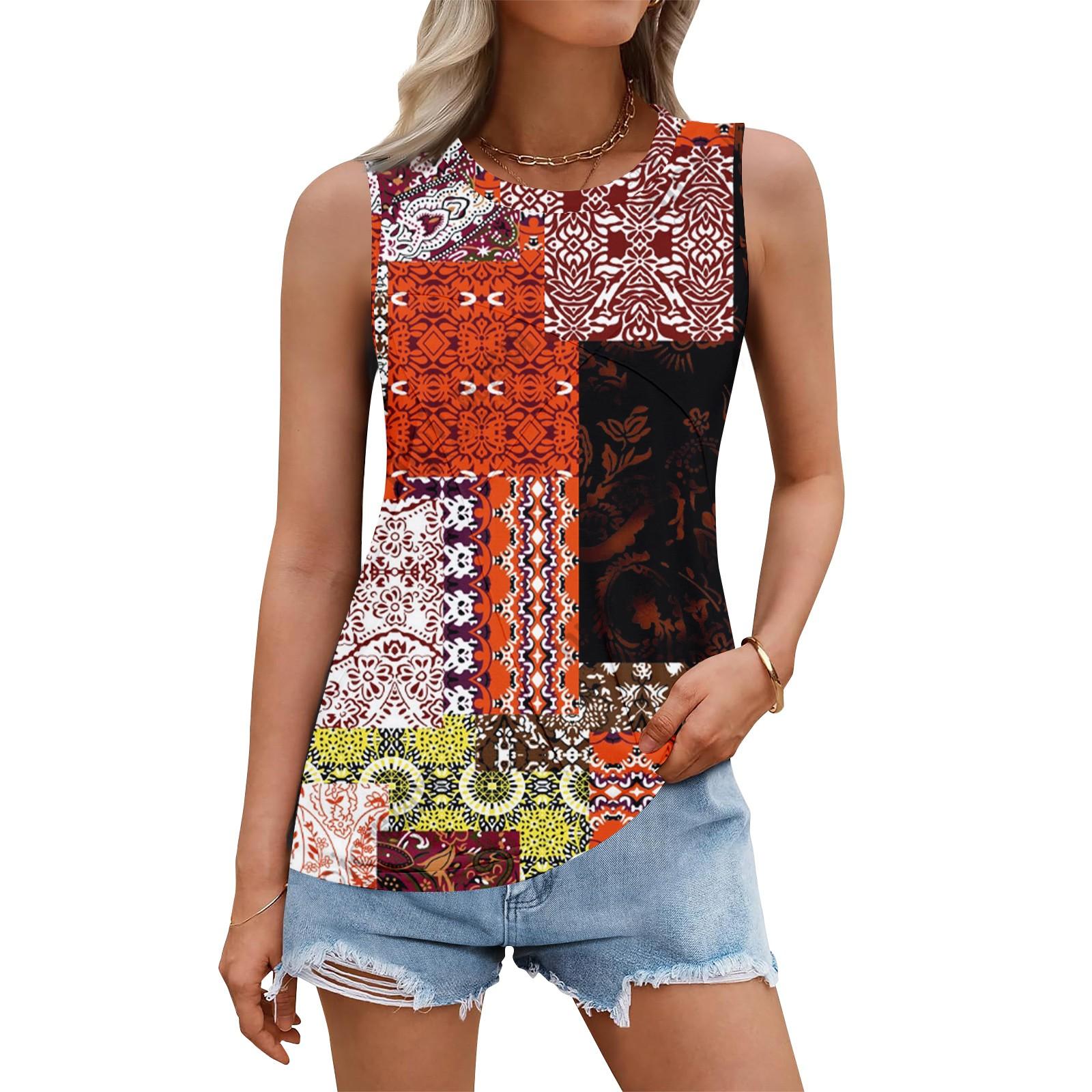 

Женский летний жилет, свободная плиссированная рубашка с круглым вырезом, повседневный топ без рукавов L киноварь