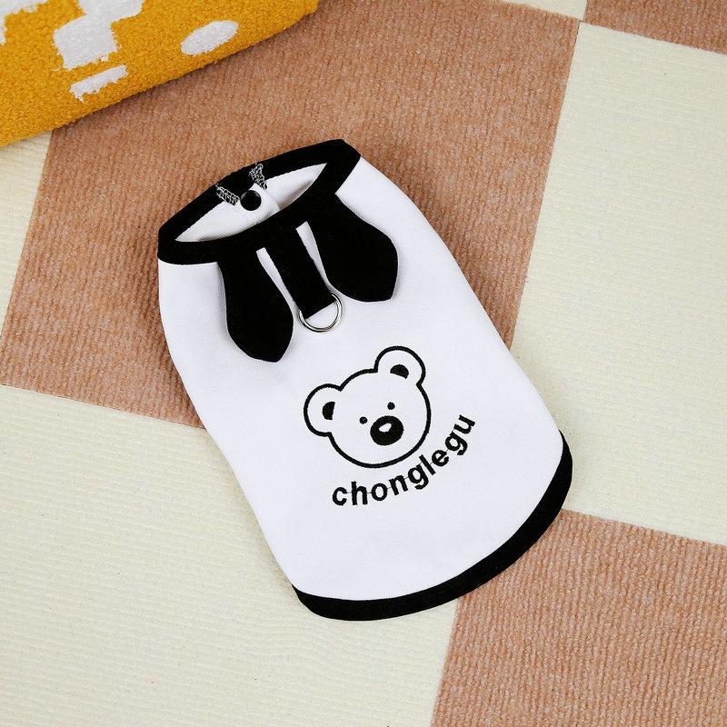 Vest for Dogs Pet Dog Clothes Cute Bear Print Summer Black White Puppy T-Shirt Dog Clothing Chihuahua Bichon Dog Apparel
