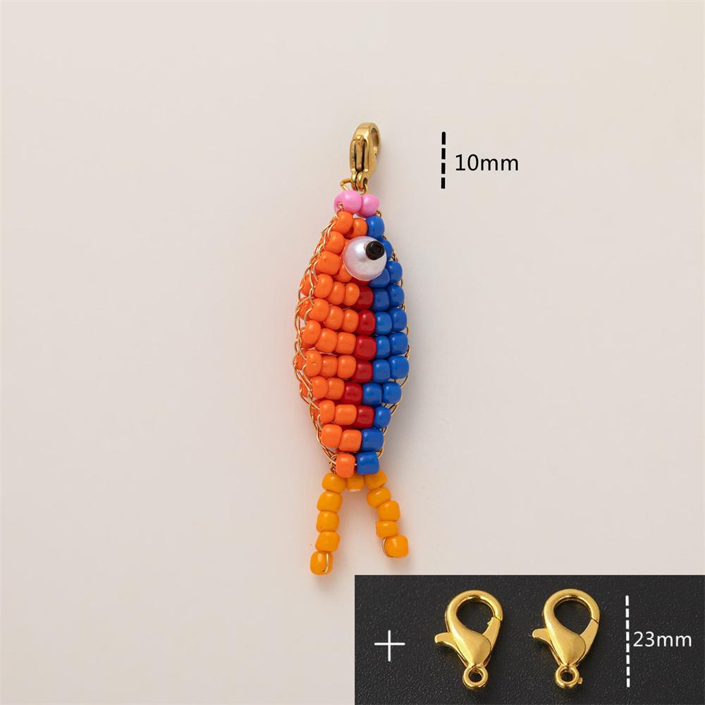 Cute Handmade Bead Fish Backpack Bag Zipper Pendant Hanging Decoration Girls Student Keychain Hangings DIY Accessories Ornaments