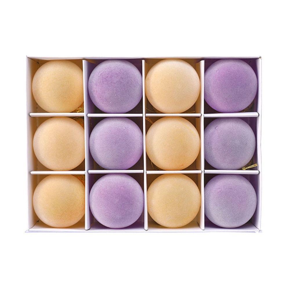 

12pcs Festival Flocked Christmas Balls Ornament Xmas Tree Hanging Decoration Merry Christmas Decor style 1