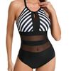 Women S Plus Size Striped Sleeveless One Piece Swimsuit