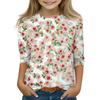 Print Tops For Youth Girls 5-16 Years Round Neck 3/4 Sleeves T-Shirts Trendy Tops Outfit Tees