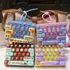 Cartoon Mechanical Keyboard Fidget Toy Pendant Stress Relief Clickable Keys Decompression Toy Backpack Keychain Hanging Ornament