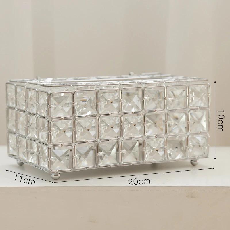 Simple Metal Crystal Tissue Box Living Room Tea Table Napkin Paper Removable Boxes Household Products