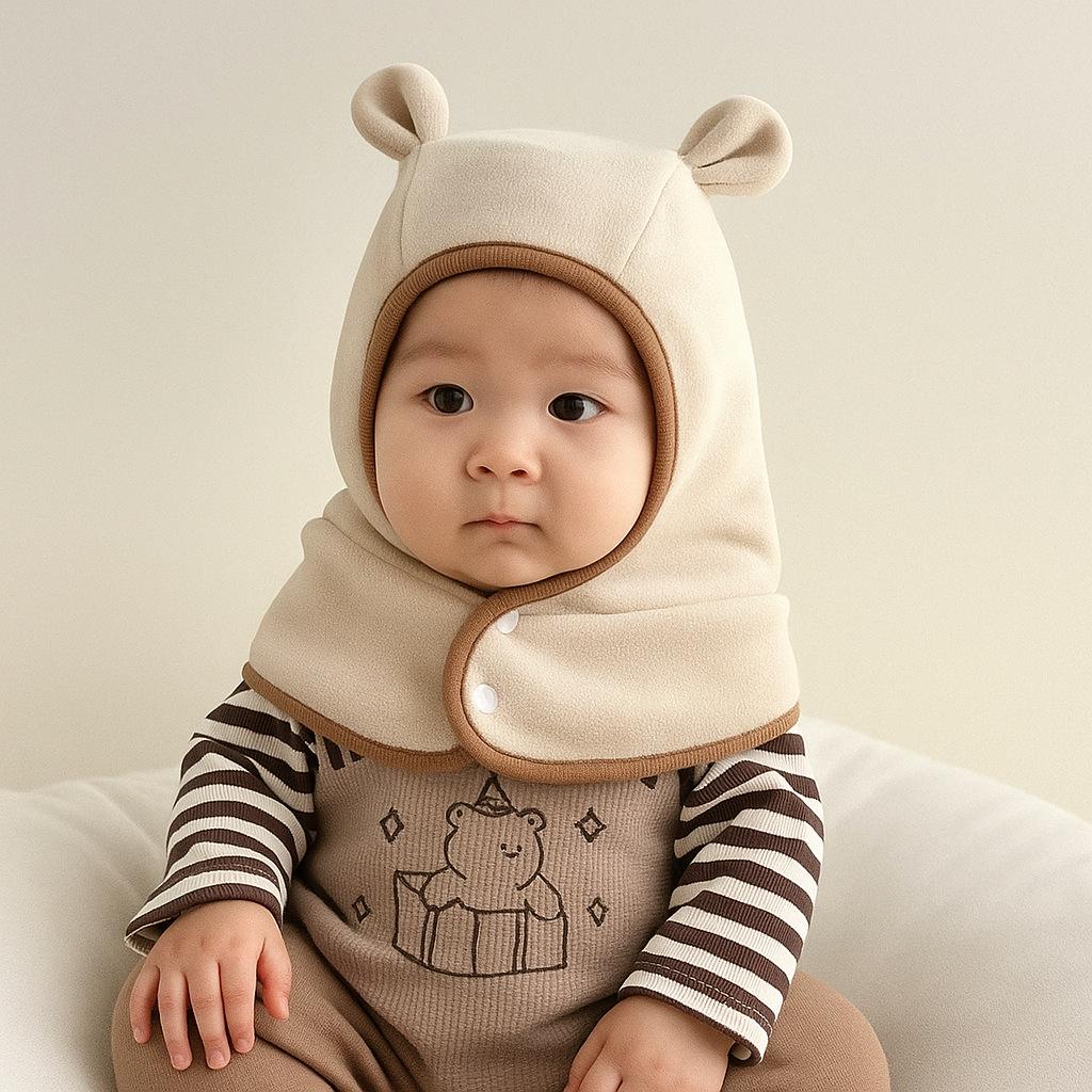

Cozy Fleece-Lined Baby Hat & Snood Set: Warm, Cute, Hooded Design with Ear Protection for Girls, Perfect for Autumn & Winter. 6-36 months (head circumference 46-50cm)