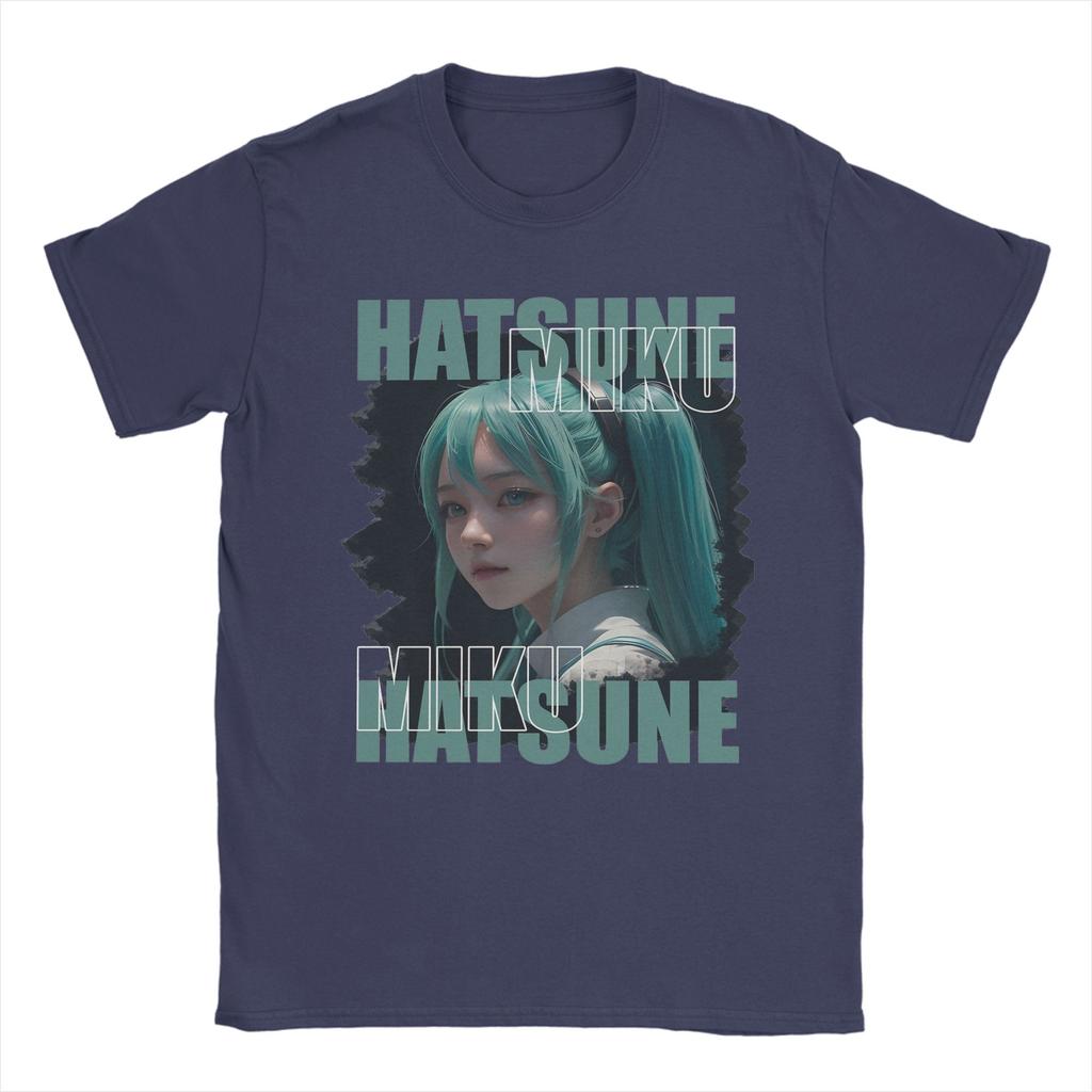 Fashion Anime Hatsunes Mikus Tshirts Men 100%Cotton Short Sleeve Round Neck Summer Clothes