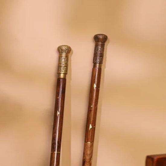 Set of 2 Brass Carving Walking Stick 93.98 cm