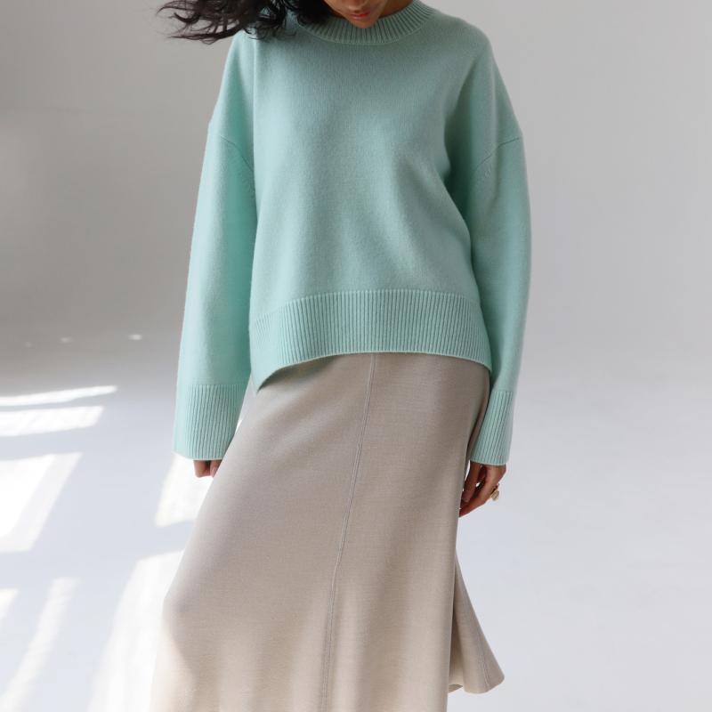 Autumn and Winter Women's Knitwear Round Neck Loose Solid Color European and American Sweater Women