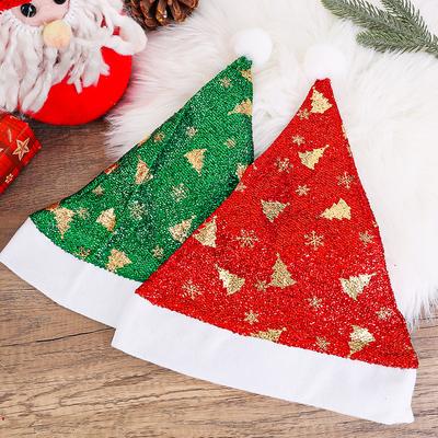 1-10 Adet Renkli Noel Şapkaları Sevimli Parlak Kar Tanesi Gökkuşağı Kırmızı Noel Baba Şapkası Yılbaşı Partisi Ev Dekorasyonları için Noel Şapkaları