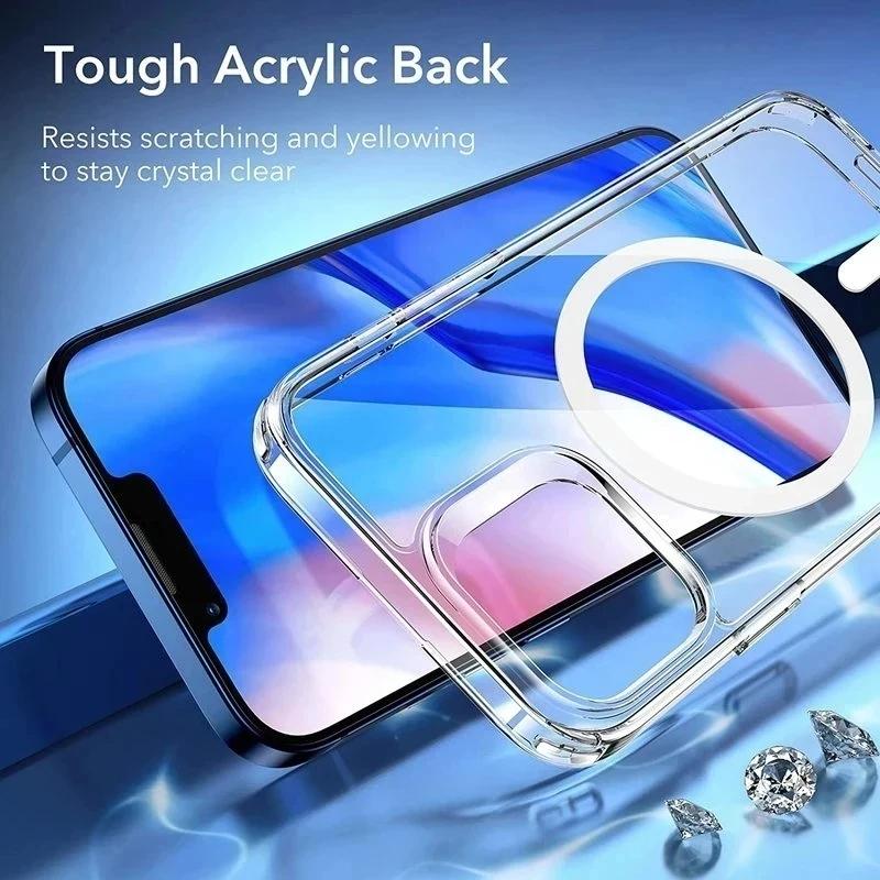 Luxury For Magsafe Transparent Silicone Case For iPhone 15 14 13 12 11 15 Pro Max Phone Cases Clear Bumper Shockproof Soft Cover