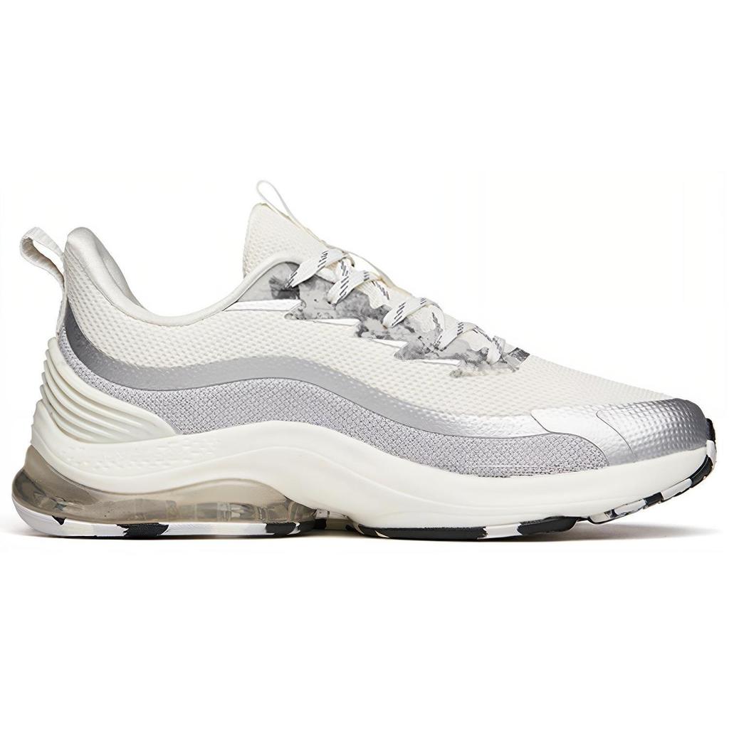 Anta Running Series Fabric Shock Absorption Non-Slip Wear-Resistant Low-Top Running Shoes Men Sneakers Silver 112145502-3