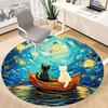 1pc Cat Boat Office Round Area Rug, Under Office Chairs Bedroom Living Room Home Decor, Room Deco, Available in Various Sizes