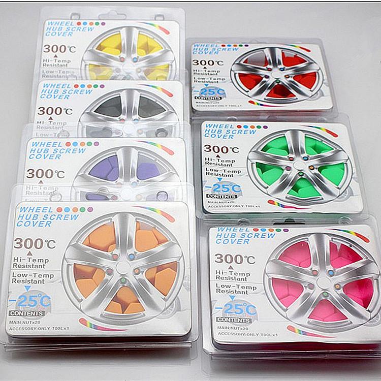 20Pcs/set Silicone Car Tyre Wheel Hub Covers Protection Caps 19/21mm Wheel Nuts Wheel Hub Screw Protector Dust Proof Bolt Cover